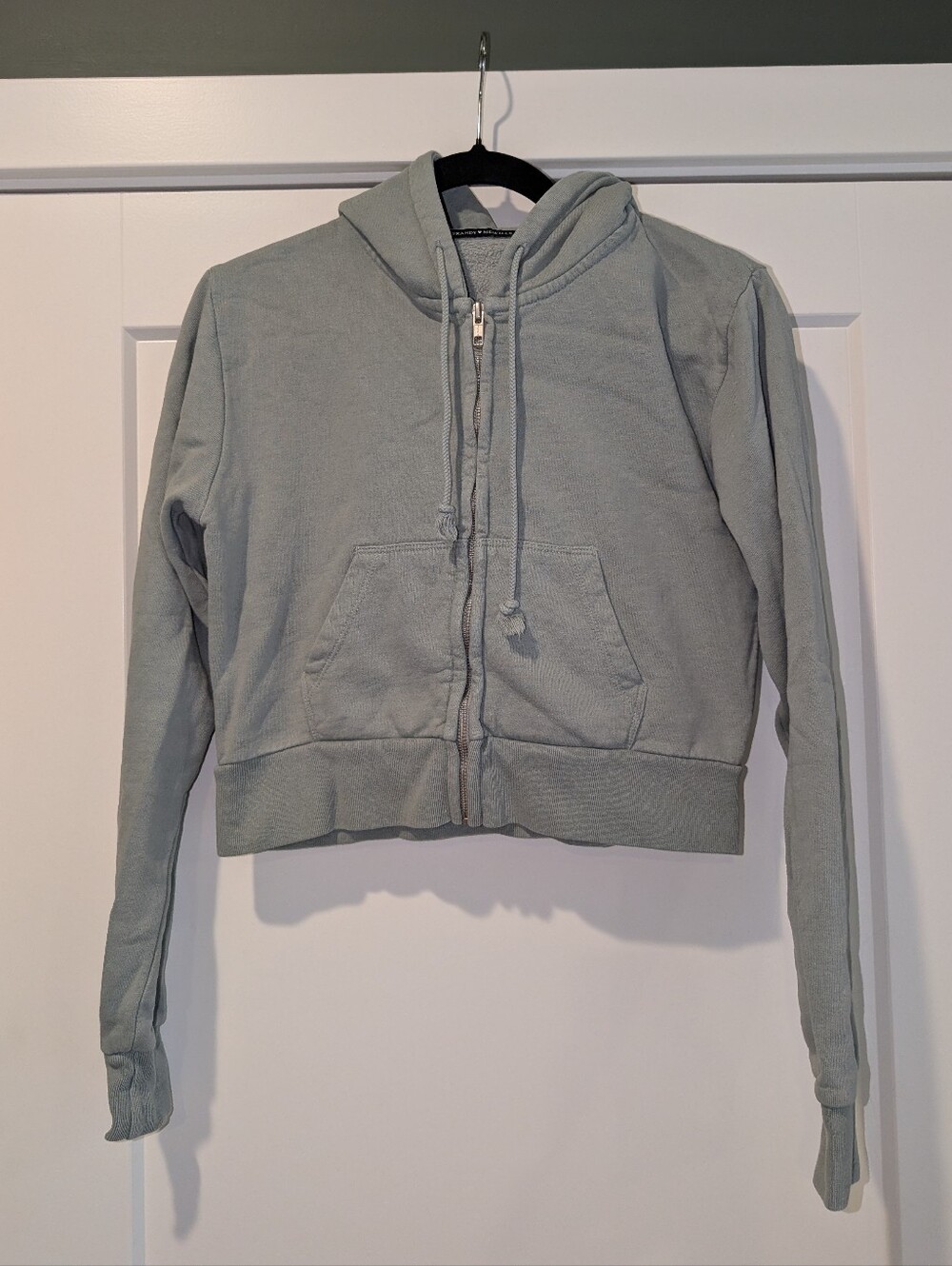 4/$16 ❇️ Brandy Melville Blue Gray Cropped Zip Up Hoodie